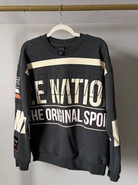 P.E Nation Gray and Cream Crewneck Sweater